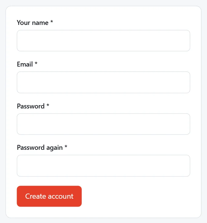 The sign-up form