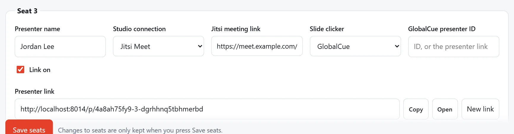 A seat set to Jitsi Meet