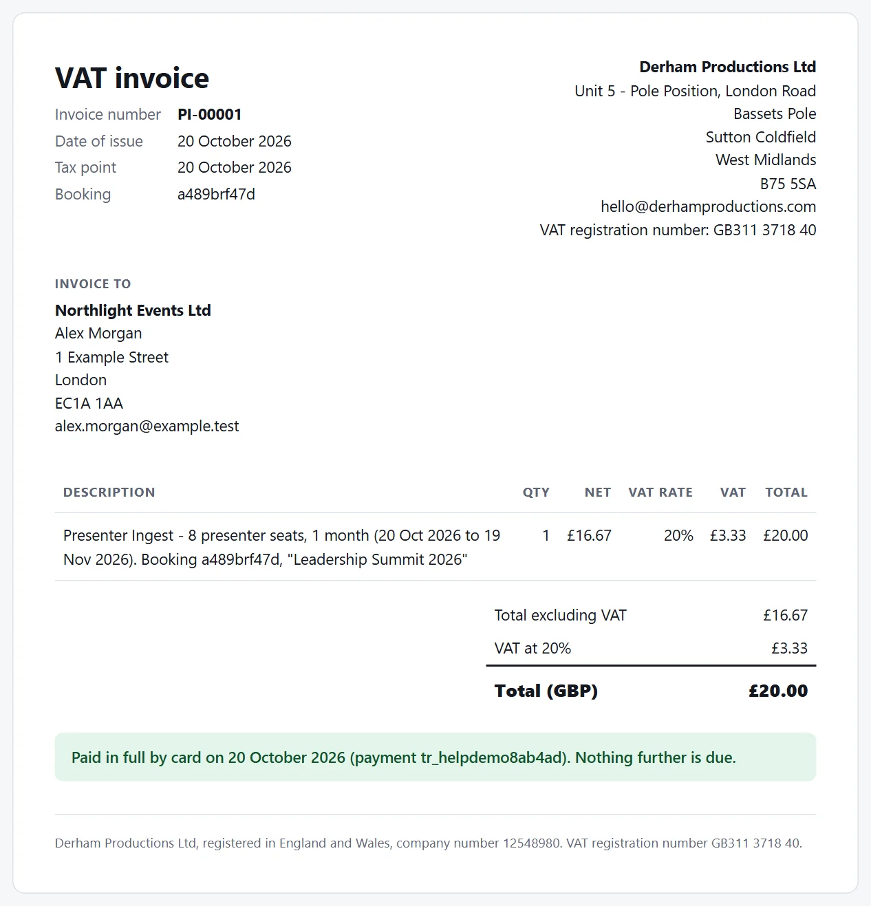 An invoice